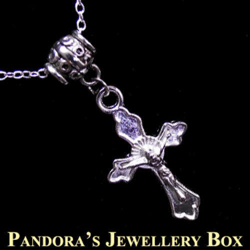 Tibetan Silver Crucifix/Cross with 925 Sterling Silver EP Chain Necklace