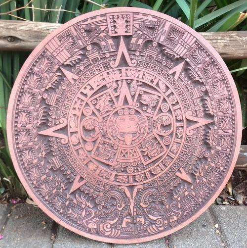 Carved Wooden Mayan Calendar Replica