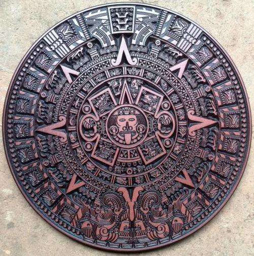 Carved Wooden Mayan Calendar Replica