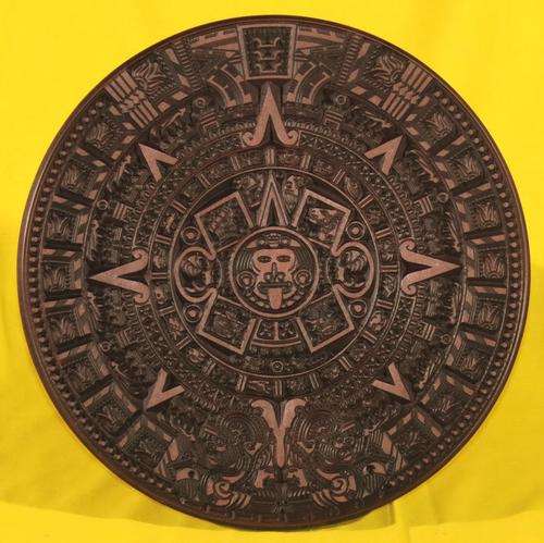 Carved Wooden Mayan/Aztec Calendar