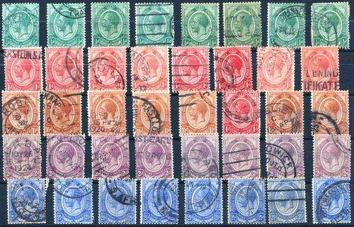 SA UNION - 1913 - KINGS HEADS - PILES OF STAMPS (Postmarks) ON TWO CARDS TO 5/- --SEE & READ BELOW
