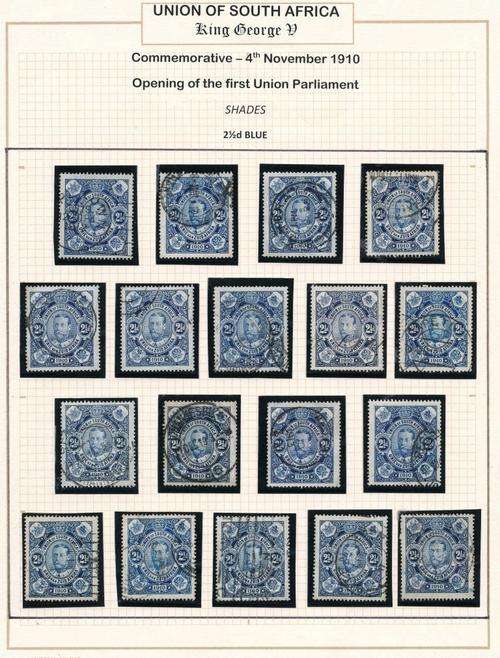 SA UNION - 1910 - UNION FIRST EVER STAMP - AN ALBUM SHEET OF SUPERB USED - MUST VIEW BELOW