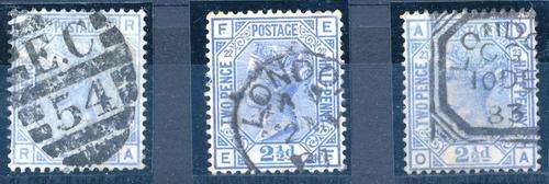 GB - QUEEN VICTORIA - 2 1/2d - SG157 - PLATE 21,22 & 23 - CAT VALUE = R 1,370.00!! - VIEW BELOW