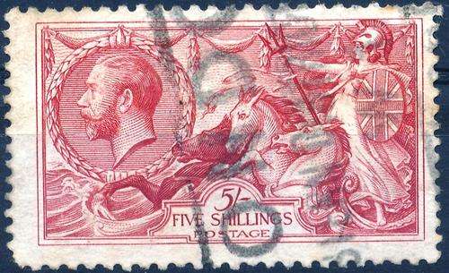 GB - KGV - "SEA HORSES" - 5/- - SG 451 - CAT VALUE = R 1,150.00!! - VIEW BELOW