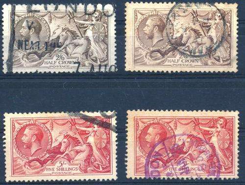 GB - KGV - "SEA HORSES" - 2/6 (X2) & 5/- (X2) - CLEAN - MINIMUM CAT VAL = R 6,400.00!! (CHEAPEST)