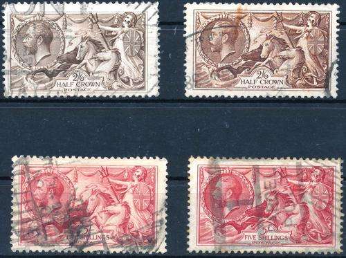 GB - KGV - "SEA HORSES" - 2/6 (X2) & 5/- (X2) - CLEAN - MINIMUM CAT VAL = R 6,400.00!! (CHEAPEST)