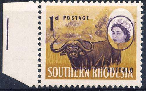 SOUTHERN RHODESIA - QE2 - WITH HUGE HEADPLATE SHIFT ERROR - VIEW BELOW
