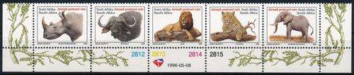 RSA - 1996 - BIG FIVE (SACC941-945) - CONTROL STRIP SETENANT - CAT VAL = R 70.00! - VIEW BELOW