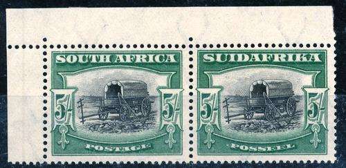 SA 1927 LONDON PRINTINGS 5/- SACC 38 MINT CORNER PAIR - C/V R3,500.00!! - READ BELOW