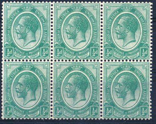 SA UNION - KINGS HEADS - BOOKLET PANE OF SIX - INVERTED WMK - UNMOUNTED MINT - CAT VAL = R 1,200.00