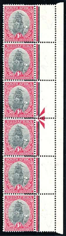 SA UNION - 1d ARROW STRIP - PRETORIA PRINTING WITH DOUBLE PERFS - V31/32? (SA HANDBOOK)  - (X)