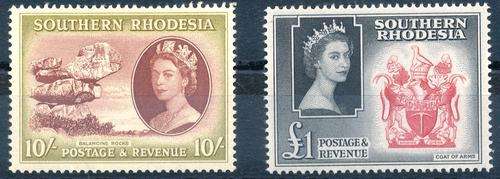SOUTHERN RHODESIA - 10/- (HINGED) & 1 POUND (UNHINGED) - CAT VAL = R 450.00 - (X)