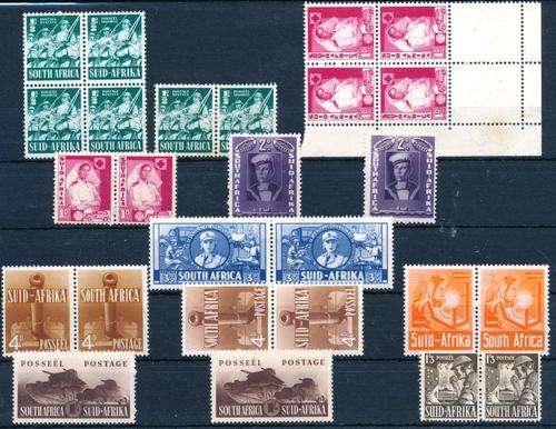 SA UNION - LARGE WAR STAMPS ON CARD (PLUS FREE GIFT) - UNMOUNTED & MOUNTED MINT - CV = R 850.00