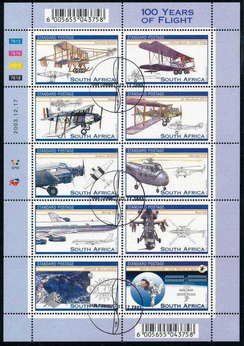 RSA - 2003 - 100 Yrs OF AVIATION - FULL SHEET = FD CANCEL - CV = R 40.00