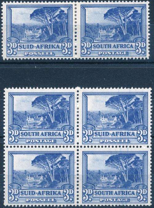 SA UNION - 1947 - HYPHENATED & SCREENED MINT (SACC116) PAIRS + BLOCK OF 4 - VIEW BELOW