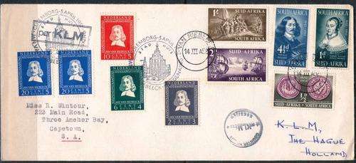 SA UNION - 1952 - J V RIEBEECK - FD COVER IN SA AND HOLLAND!!! - VIEW BELOW - AS PER SCAN
