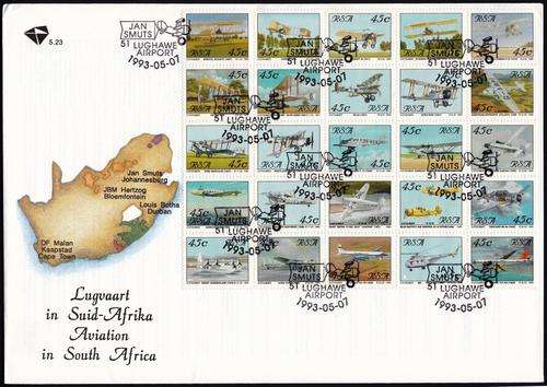RSA - 1993 - AVIATION - FULL SHEET ON FIRST DAY COVER - VIEW BELOW