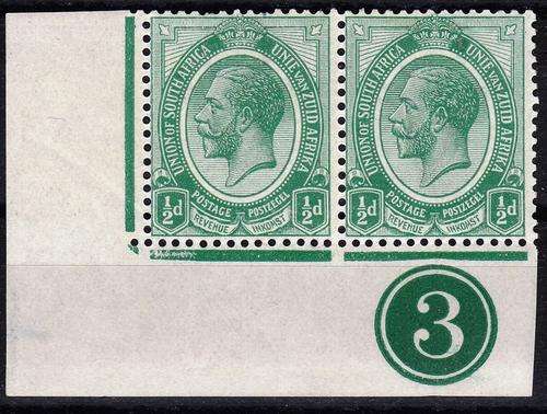 SA UNION - KINGS HEADS - SCARCE CONTROL - 1/2d PLATE 3!! - UNHINGED - CAT VALUE = R 1,050.00 - VIEW