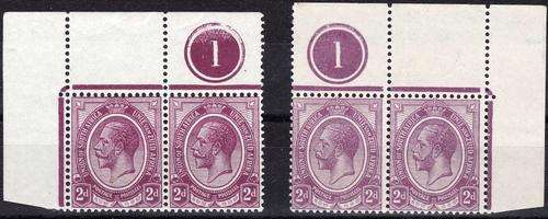 SA UNION - 1913 KINGS HEADS - 2d PLATE 1 - BOTH UPPER CONTROLS - UNMOUNTED - CV = R 1,200.00!!