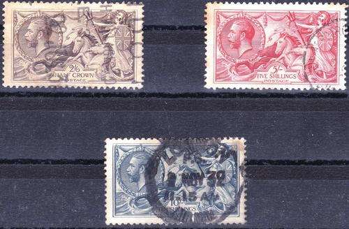 GB - KGV - "SEA HORSES" - 2/6, 5/- & 10/- USED - CV = R 4,275.00 - (X)