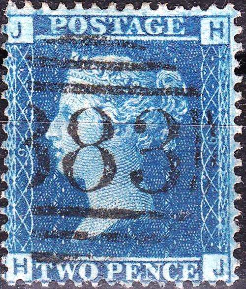 GB - QUEEN VICTORIA - 2 PENCE BLUE - SUPERB USED - PLATE 9 - CV = R 295.00 - VIEW BELOW