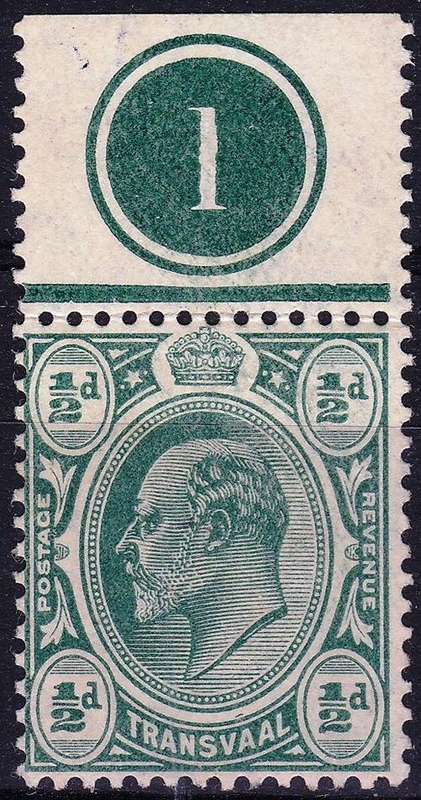 TRANSVAAL - SACC279 - 1/2d PLATE1 CONTROL - HINGED MINT - VIEW BELOW - (X)