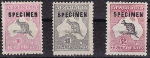 AUSTRALIA - 1931 - SET OF 3 TOP VALUES - SG136s-138s - MINT - CV = R 1,445.00 - READ BELOW (AUS)