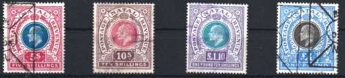 NATAL - SET OF HIGH VALUES - 5s -10s - £1 - £1.10 - FINE USED - SACC122-125 - CV  R 6,280 - (X)