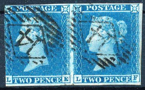 GB - QUEEN VICTORIA - 2d BLUE PAIR(1841) - SCARCE! - CV = R 1,920.00 (Cheapest)