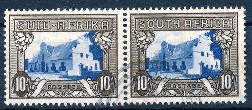 SA - UNION - SACC 153 - 10/- HORIZONTAL PAIR - SUPERB USED - View Below