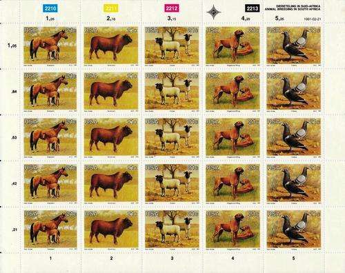 SA - ANIMAL BREEDING IN SA - FULL SHEET - DIFFERENT STAMPS.