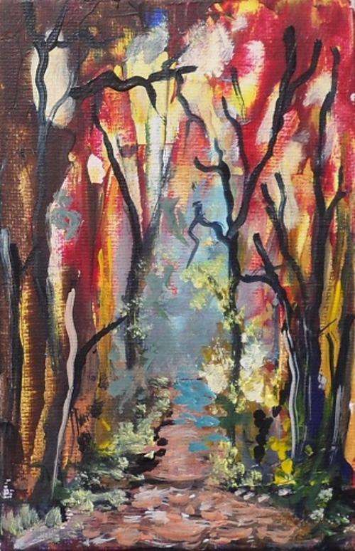 Special !!! Bids start with R1.00 !!! A Little Painting by Joy Clark "Forest Path"