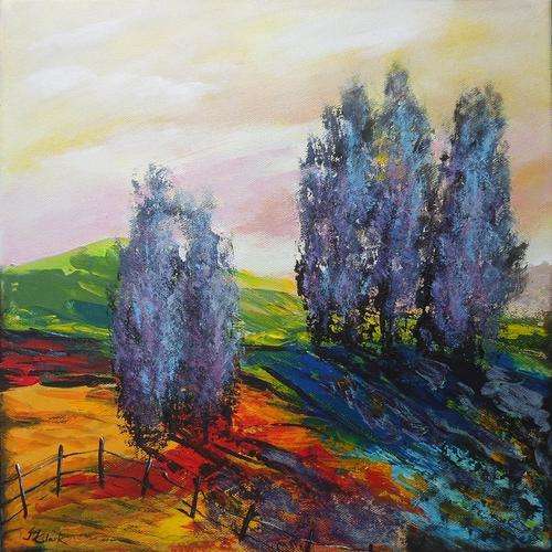 Wednesday Special !!!  Acrylic Painting by Joy Clark "Green Hills" 35cm