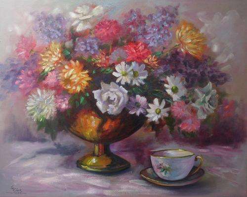 "Morning Tea" Oil Painting by Joy Clark