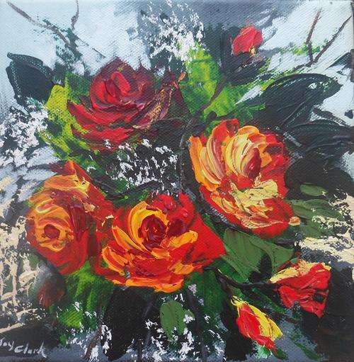 Wednesday Special !!!  Acrylic Painting by Joy Clark "Roses For You 02" 20 x 20 cm
