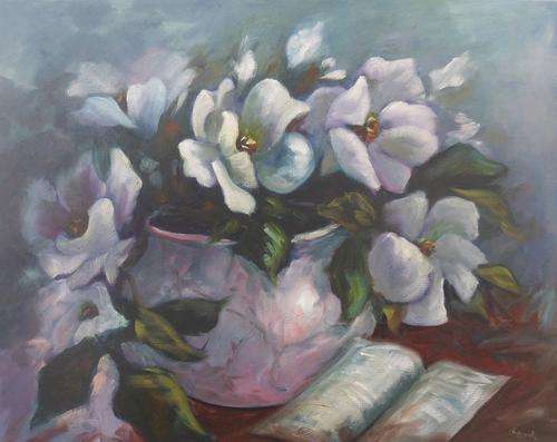 SPECIAL !!!  "Magnolias" Oil Painting by Joy Clark