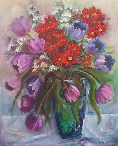 "Overflowing" Oil Painting by Joy Clark - Size: 40 x 50 cm