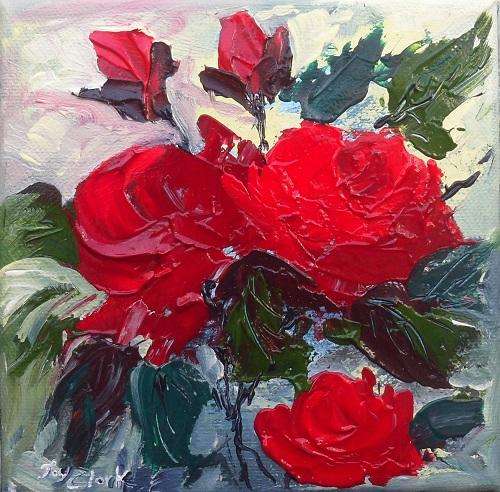 CRAZY SPECIAL!!! -  Acrylic Painting by Joy Clark - Size: 13 x 13 cm "Roses"