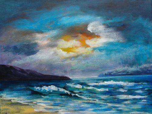 Crazy Special...!!!  Acrylic painting by Joy Clark "Night Time Wonder" 28 x 35 x 2cm - Ready to Hang