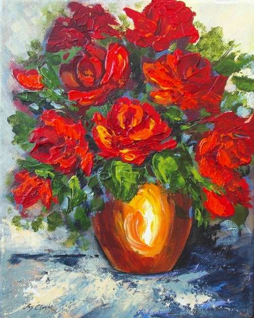 Crazy Wednesday Special... "Roses For You" Acrylic Painting 20cm x 26cm