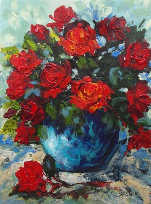 "Yellow Rose of Texas" Original Painting by Joy Clark 28 cm x 38 cm