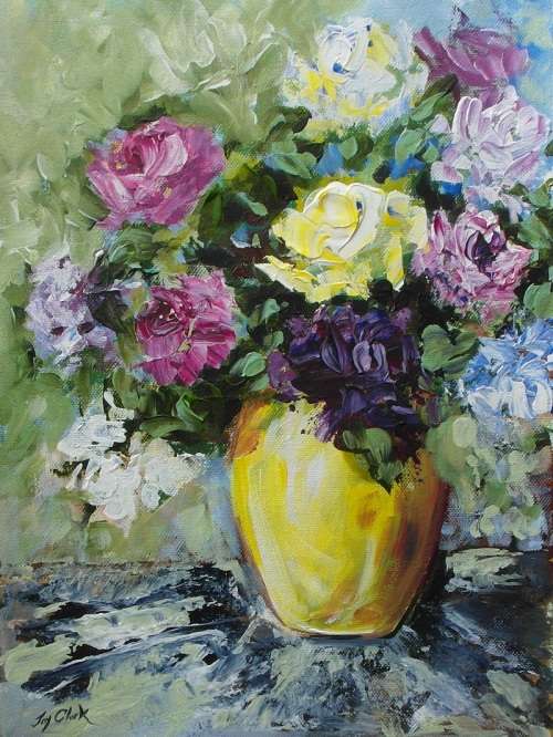 "Yellow Rose of Texas" Original Painting by Joy Clark 28 cm x 38 cm