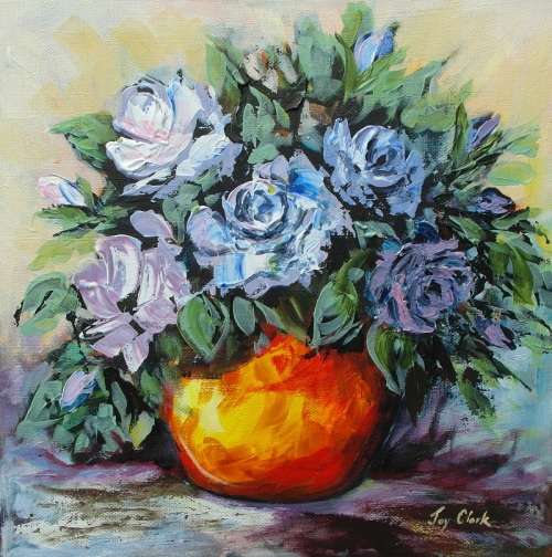 "Yellow Rose of Texas" Original Painting by Joy Clark 28 cm x 38 cm