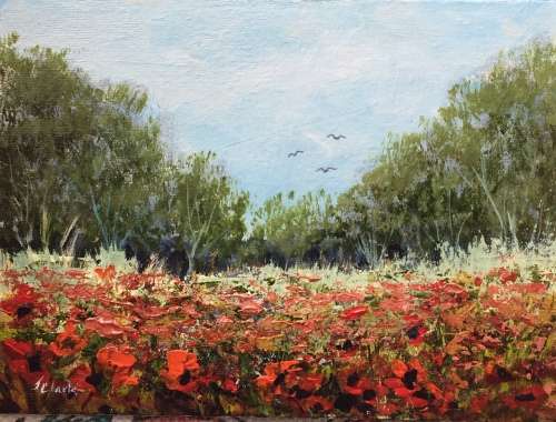 "Flower Field" Original Painting by S.A. Artist, Joy Clark