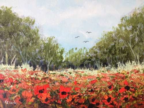 "Flower Field" Original Painting by S.A. Artist, Joy Clark