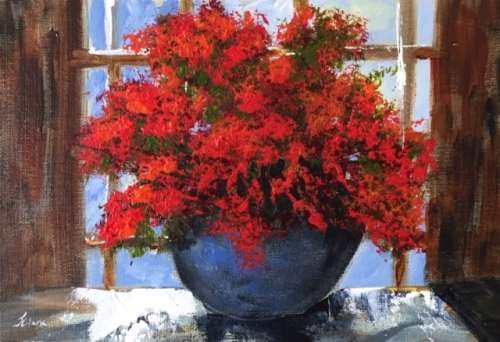 "On My Windowsill" Original Painting by S.A. Artist, Joy Clark