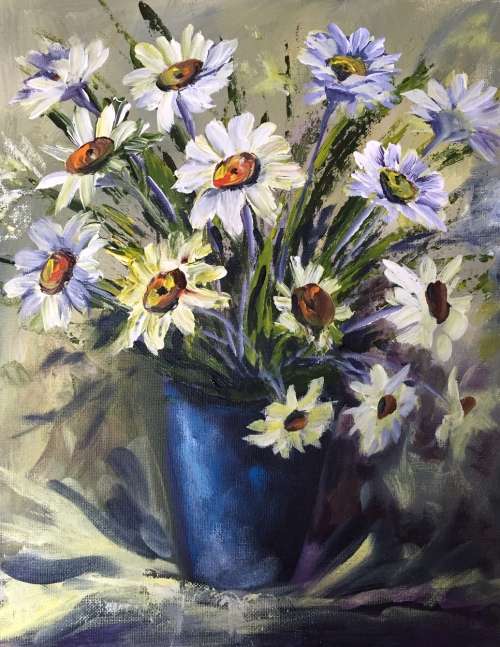 "Daisies" Original Painting by S.A. Artist, Joy Clark