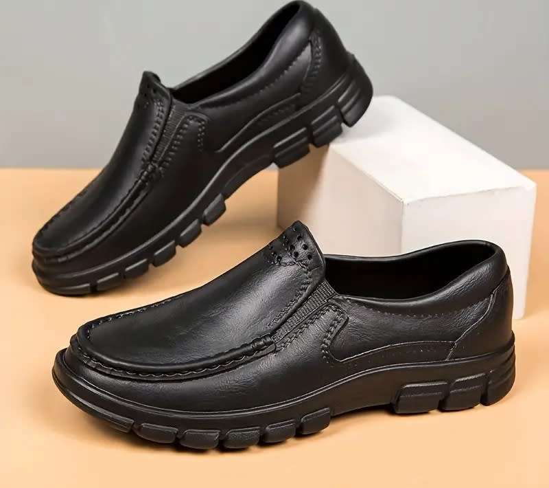 Men`s Solid Slip On Loafer Shoes, Non Slip Waterproof & Oil Proof. (Made of Rubber just like Crocs)