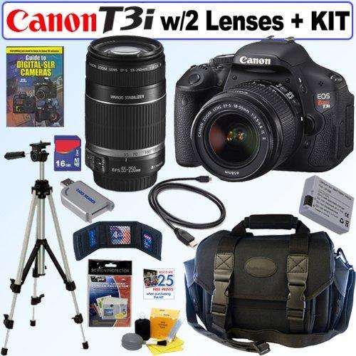 Canon EOS Rebel T3i / 600D Kit with EF-S 18-55mm & EF-S 55-250mm f/4.0-5.6 IS, Deluxe Accessory Kit