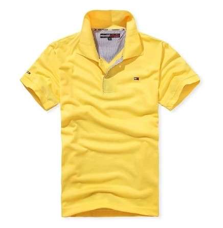 Cotton Tommy T-shirt short sleeve semi-sleeve sweater jersey blue white yellow gree turndown for men